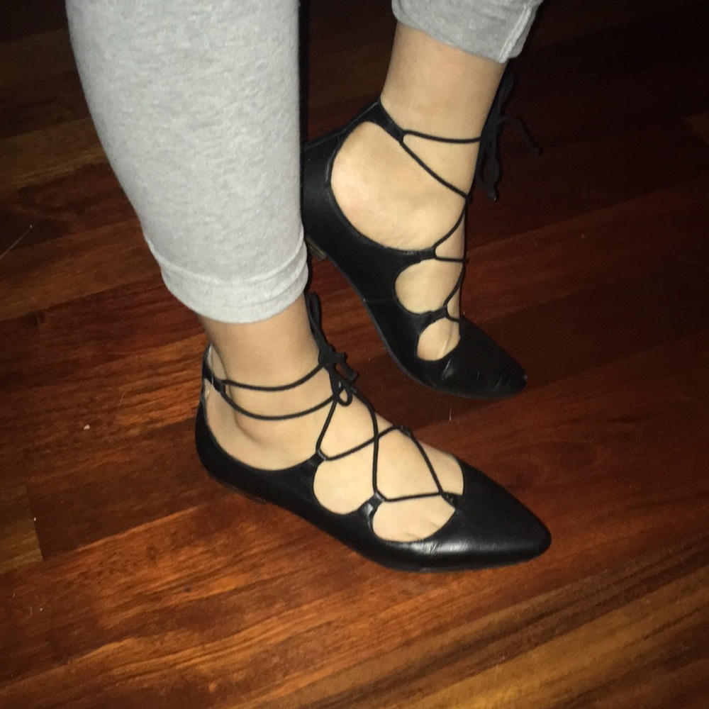 ASOS Black Leather Lace Up Flats